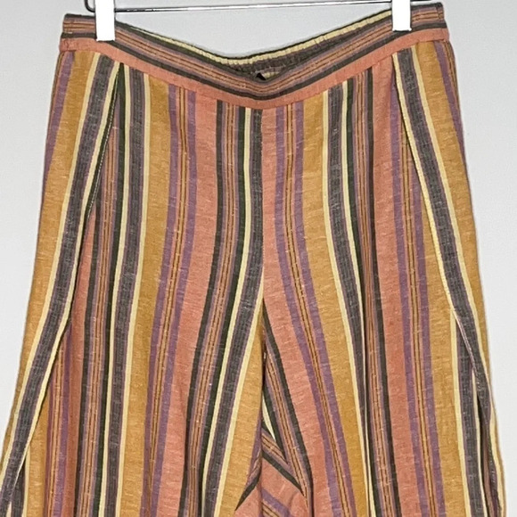 Drew Agave Linen Blend Split Side Tulip Hem Striped Pants - Size Medium - Picture 3 of 7